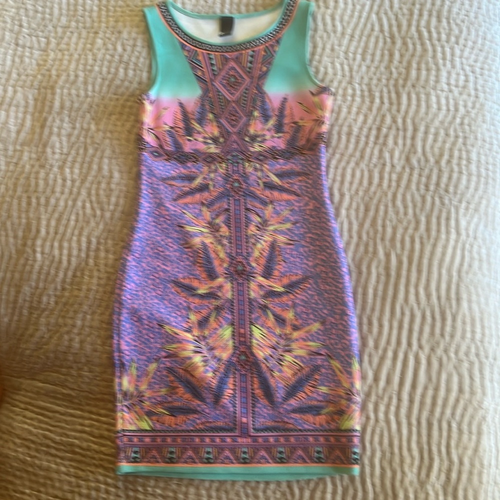 Swell body con tropical abstract print dress